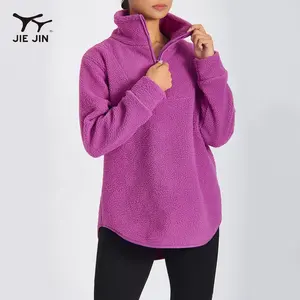 JIEJIN Custom Logo Muster Winter im Freien Trainings anzüge Übergroßer Reiß verschluss Polar Fleece Pullover Frauen Hoodie und Sweatshirt