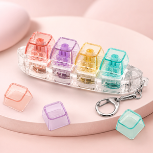 Innovador llavero de teclado acrílico de doble puerto con spinner LED y dibujo animado impreso con UV para alivio del estrés, regalos al por mayor OEM - Product Image 5