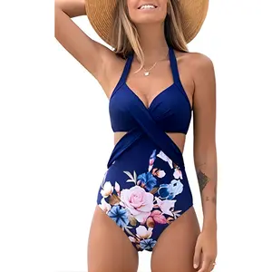 2023 new arrivals luxury floral printed beach wear women sexy bikini and bra skirt set high waist swimsuit supplier