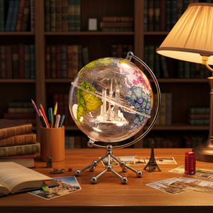 โต๊ะหมุนกลมขนาด25ซม. สินค้าใหม่ของขวัญแปลกใหม่สีทองใส<span class=keywords><strong>แผนที่</strong></span>โลกสำหรับตกแต่ง - Product Image 1