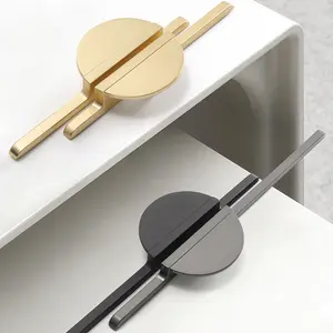 Cabinet Handle Drawer Puxe Modern Retro Botão Cozinha Hardware Preto Ouro Móveis Porta do armário Liga de zinco Alças do armário