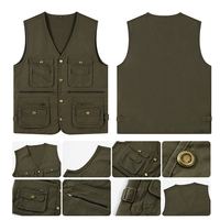 Gilet de pêcheur personnalisé multi-poches en coton, gilet de pêcheur, gilet de photographe, gilet de camping