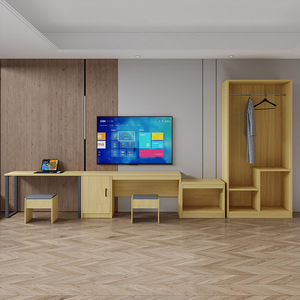 ชุดโต๊ะไม้สำหรับห้องนอนโรงแรมที่ทันสมัย ทนทาน เป็นมิตรกับสิ่งแวดล้อม ปรับแต่งได้ คุณภาพระดับ 5 ดาว สีไม้ธรรมชาติ สำหรับโรงแรม - Product Image 5