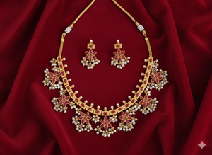 Ensemble de collier Kemp en or mat antique, magnifique et élégant, bijoux traditionnels pour les occasions spéciales - Product Image 3