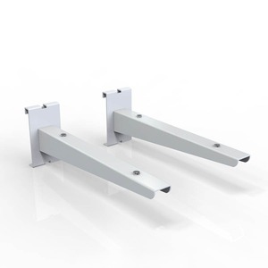 ชั้นวางของติดผนังกระจกสำหรับร้านค้าพร้อมแผงตะแกรงลวดโลหะ - Product Image 5