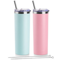 Mug isotherme en acier inoxydable à double paroi de 20 oz/600 ml, revêtement poudré, gravure laser, impression UV, gobelet mince