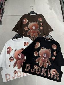 Nuevo diseño <span class=keywords><strong>de</strong></span> talla grande 100 algodón Bling Rhinestones clase alta oso impreso mujeres camisetas OC1028 - Product Image 4