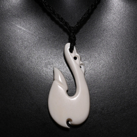 GX008 Hawaii Surfer Jewelry Handmade Yak Bone Fish Hook Pendant Rope New Zealand Maori Tribal Choker for Women Men Gift Necklace