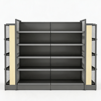 Étagère de présentation robuste en métal noir, étagère autoportante pour magasin, supermarché, vitrine, rangement