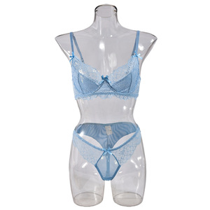 High Quality Lingerie <b>Set</b> <b>Sexy</b> Women's Lace Mesh Embroidery Gathering and Slimming Charm <b>Set</b> - Product Image 4