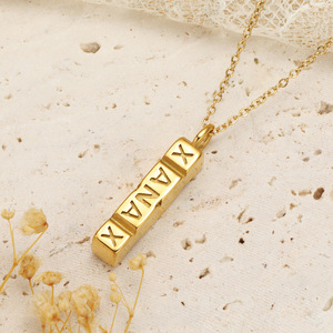 Kalung liontin alfabet baja tahan karat berlapis emas 18K Aksesori baru untuk gaya trendi agama untuk Hari Jadi - Product Image 5