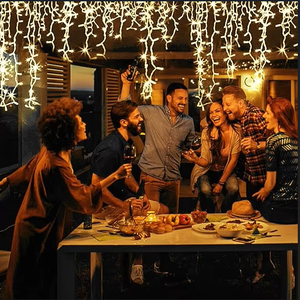 Guirnalda de <span class=keywords><strong>Luces</strong></span> LED Solares en <span class=keywords><strong>Cascada</strong></span>, <span class=keywords><strong>Luces</strong></span> de <span class=keywords><strong>Navidad</strong></span> de Colores de Cuento de Hadas, Resistentes al Agua IP65 para Exteriores, 3.5M 4M, 50000 Horas de Duración, para Fiestas - Product Image 2