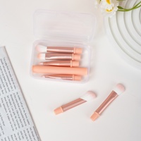 Mini Trousse de Voyage Transparente 6-en-1 – Ensemble de Pinceaux de Maquillage en Fibres Synthétiques avec Manche en Plastique pour Crayon à Sourcils et Mascara – Marque Privée