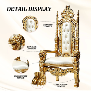 Chaises Trônes Roi et Reine Faits Main Blancs Thème Lion, Mobilier d'Événement de Luxe Moderne et Tendance Automne 2026 pour Mariages, Villas, Banquets, Parcs - Product Image 5