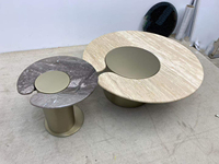 Table basse convertible Avidiinocasa, style nordique minimaliste moderne, créative, forme spéciale, en acier inoxydable et marbre naturel, durable
