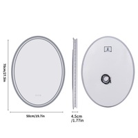 Miroir de salle de bain mural ovale éclairé intelligent en alliage d'aluminium antidéflagrant HD personnalisable de style moderne IP65