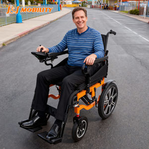 J&J Mobility 500111-L001 Sedia <span class=keywords><strong>a</strong></span> <span class=keywords><strong>Rotelle</strong></span> Elettrica Pieghevole Leggera del 2024 in Acciaio Classe II per Disabili con Portata di 150 kg - Product Image 1