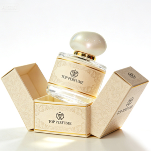 Flacon de parfum décoratif en verre avec bouchon ovale brillant perlé pour présentation sur coiffeuse, flacon cylindrique transparent - Product Image 2