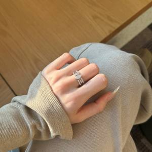 Dylam pernikahan 925 perak murni wanita janji 5A Zirconia tetesan air romantis cincin elegan - Product Image 4