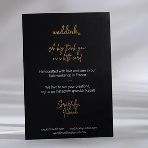 Custom high-end texture paper gold foil hot stamping jewelry gift box insert card black thank you cards for business