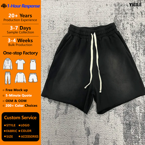 PT1462 Custom Summer Shorts Active Wear Blank <strong>Stone</strong> Washed <strong>Sun</strong> Faded Shorts Jogging Vintage Distressed Acid Washed Shorts - Product Image 1