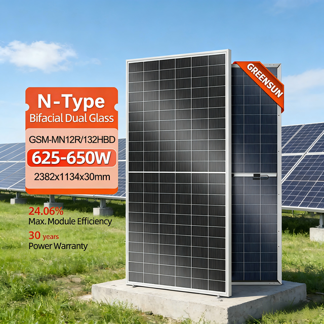 Dual Glass Solar PV Kit 625W 630W 640W 650W Half Cell Mono PV Modules Solar Panel Price for Industrial Solar Solutions