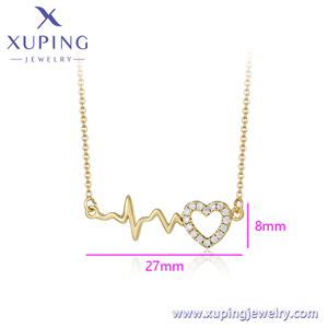 Joyería XUPING 44526 para mujer, joyería personalizada con latido del corazón a la moda para niñas, collares personalizados de la suerte chapados en oro de 14 quilates - Product Image 2