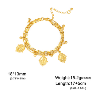 Myshape Notre Dame de Médaille Miraculeuse Bienheureuse Vierge Marie Charms Bracelet Chrétien Catholique Amulette Bijoux en Acier Inoxydable - Product Image 6