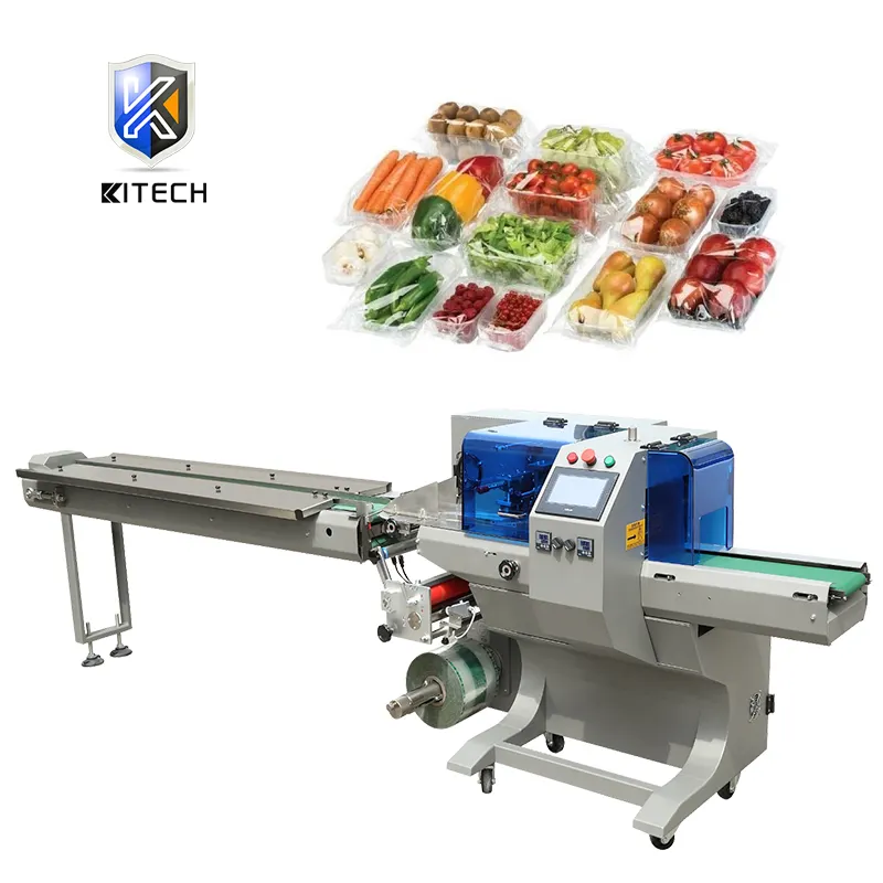 Máquina de embalagem horizontal automática de frutas, vegetais, cenoura, fluxo