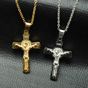 Venda Quente de Joias Religiosas Cristãs, Crucifixo com Cruz de Jesus, Colar de Aço Inoxidável para Homens - Product Image 1