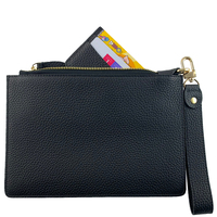 Tas Clutch Bisnis Kulit Asli Pria Dompet Pergelangan Tangan Resleting Tas Tangan Tipis untuk Kerja Sehari-hari Perjalanan Custom OEM Grosir