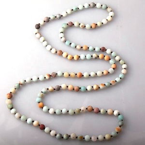 <span class=keywords><strong>Collana</strong></span> da Donna alla Moda con Gemme, <span class=keywords><strong>Collana</strong></span> Lunga a Doppio Giro Annodato da 8mm in <span class=keywords><strong>Amazzonite</strong></span> Naturale Ghiacciata - Product Image 5