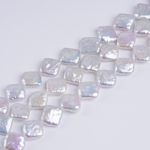 Perlas Blancas Naturales de Agua Dulce al por Mayor de 10-12 mm, Forma Cuadrada de Diamante, Semiterminadas, para Collares Hechos a Mano, Accesorios de Bricolaje - Product Image 2