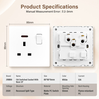 Prise murale avec interrupteur, norme britannique 10A/13A, simple ou double circuit USB + C
