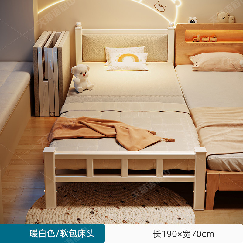 Tête de lit en tissu doux. Cadre blanc robuste et durable.