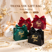 Boîte cadeau en gros dorée avec ruban pour cartes de remerciement, idéale pour les fêtes de mariage et les sacs cadeaux de festival