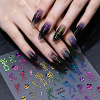 Nouveauté 2026 – Autocollants et décorations 5D brillants pour ongles, motif crâne d'Halloween – Application facile, diverses couleurs