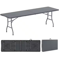 Table et chaises pliantes en plastique 6 pieds/8 pieds, table pliante robuste en HDPE, capacité de charge de 80 kg, pour le team building et les expositions