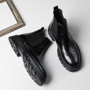 Chaussures en cuir décontractées de style britannique Brook embossées, semelles épaisses brillantes, coloration artisanale améliorée, pour homme, motif léopard, collection automne - Product Image 5