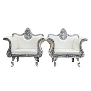 Silla para Fiestas de Boda, Estilo Royal, de Metal Blanco y Dorado, Fabricada por Rajhans, Producto Hecho a Mano al por Mayor - Product Image 1