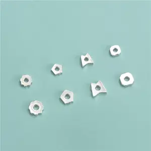 Mini Flat Spacers Sterling Silver Flat Flower Square Geometric Spacers Beads For Jewelry Making