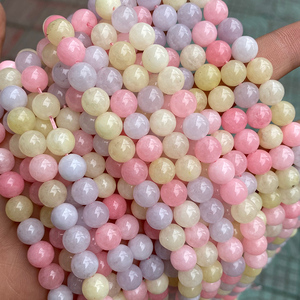Perles de calcédoine rose <span class=keywords><strong>semi</strong></span>-précieuses <span class=keywords><strong>pas</strong></span> chères, 6 mm-12 mm, rondes, en vrac, perles de jade de calcédoine morganite pour la fabrication de bijoux - Product Image 2