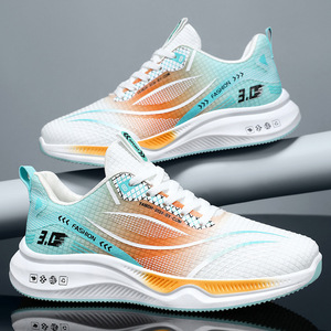 รองเท้าผ้าใบลำลองผู้ชายลายสก็อตสไตล์สปอร์ตสำหรับฤดูร้อน ดีไซน์บล็อกสี น้ำหนักเบา ทันสมัย เหมาะสำหรับเดิน มีเชือกผูก พื้นรองเท้านุ่ม - Product Image 1