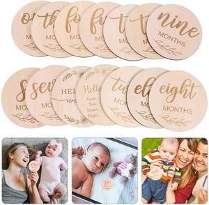 Dischi in Legno Personalizzabili Movebo con Incisione e Stampa 'Hello World', Carte Mensili per Traguardi del Bambino, Modello per <span class=keywords><strong>Baby</strong></span> Shower - Product Image 2