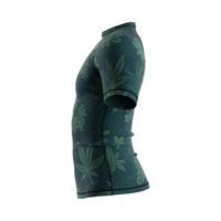 Maillots de bain à manches courtes pour hommes, extensibles dans 4 directions, anti-UV, imprimé botanique vert foncé, pour le surf et la natation en bord de mer