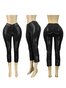 Shorts da Donna con <span class=keywords><strong>Paillettes</strong></span>, in Pelle PU con Motivo a Serpente, Aderenti a Vita Bassa, Casual, Hot Pants per Donne - Product Image 3