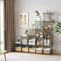 Organisateur de placard portable gris DIY pour chambre à coucher, étagère de rangement pour vêtements, organisateur de placard en cubes, organisateur de placard 16 cubes