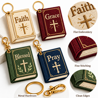 Breloque de sac brodée personnalisée en forme de livre chrétien, croix de la foi, porte-clés de prière pour sacs à main, sacs à dos, sacs fourre-tout, cadeaux religieux