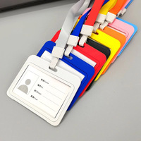 Porte-étiquettes en plastique transparent double face FOSKA, durable, protection intégrale, pour 2 cartes de taille standard