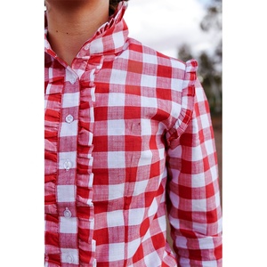 <span class=keywords><strong>Camicia</strong></span> da <span class=keywords><strong>donna</strong></span> in cotone slim fit con volant, ricami, maniche lunghe, bottoni, <span class=keywords><strong>a</strong></span> <span class=keywords><strong>quadri</strong></span> rosso/bianco, stile western, modello Arena. - Product Image 2
